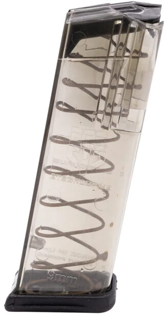 ETS Group GLK19 9mm Luger 15-Round Pistol Magazine for Glock 19/26 Gen1-5, Clear Polymer