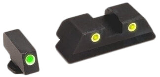 Ameriglo GL121 Classic Tritium Night Sights Set, Green/Yellow Tritium, White Outline, Fits Glock MOS