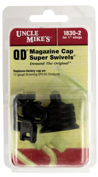 Uncle Mikes 18302 12 Gauge Mag Cap Swivel Set, Blued Steel, 1 in Loop, Quick Detach