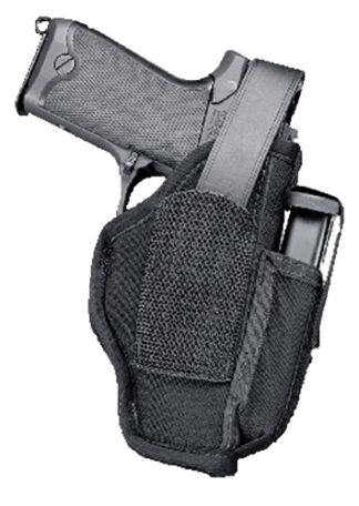 Uncle Mikes Sidekick Ambidextrous Hip Holster with Mag Pouch, Black Kodra Nylon Belt Clip