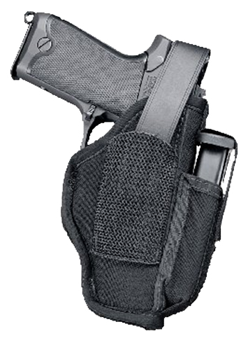 Uncle Mikes Sidekick Ambidextrous Hip Holster with Mag Pouch, Black Kodra Nylon Belt Clip