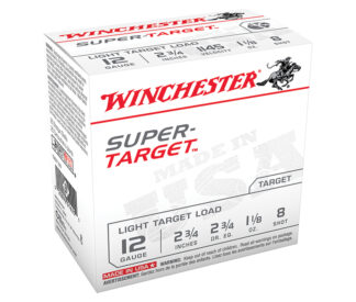 Winchester Super-Target Light Target Load 12 Gauge 2.75 in Shell, #8 Shot, 1-1/8 oz, 25 Rounds/Box