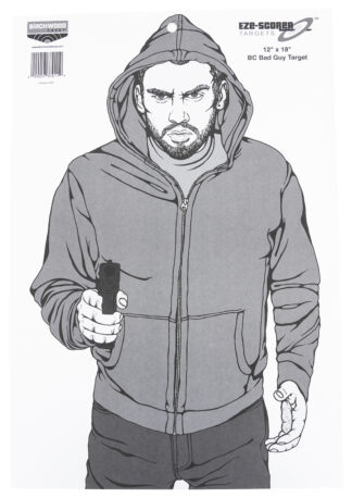 Birchwood Casey EZE-Scorer Bad Guy Hanging Paper Target 12 x 18 Gray/White Pkg of 100