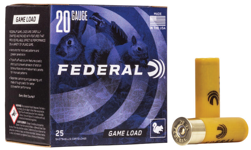 Federal Game-Shok Upland 20 Gauge 2.75 in #6 Shot 7/8 oz 25 Rounds Per Box