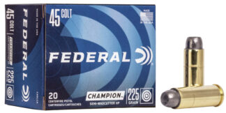 Federal C45LCA Champion Training .45 Long Colt 225gr Semi-Wadcutter Hollow Point 20 Rounds