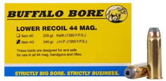 Buffalo Bore 4G20 Low Recoil .44 Magnum 240 Gr Gas-Checked Hard Cast 20 Rounds