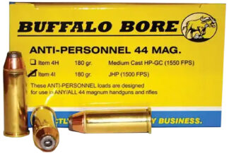 Buffalo Bore 4I20 .44 Magnum 180 gr Jacketed Hollow Point Ammunition, 20 Rounds