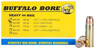 Buffalo Bore 4B20 Heavy Strictly Business .44 Magnum 300 Gr Semi Jacketed Flat Point Ammo (20 Rounds)