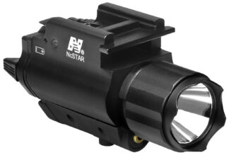 NCStar AQPFLSG Flashlight & Green Laser Combo, 200 Lumens, Quick-Release Weaver/Picatinny Mount
