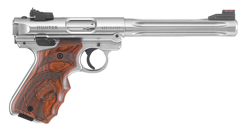 Ruger Mark IV Hunter .22 LR Single-Action Semi-Auto Pistol, 6.88 in, Satin Stainless, 10+1