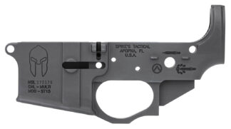 Spikes Tactical STLS021 Spartan Stripped Lower, Multi-Caliber, 7075-T6 Aluminum, Black Hard Coat