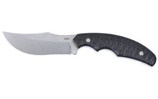 Columbia River Burrower Fixed Blade Knife, 3.66 in D2 Steel, Stonewash Clip Point, Black Micarta