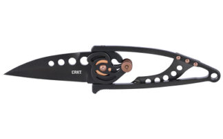 Columbia River Snap Lock Folding Knife, 2.55 in 420J2 SS Blade, Black with Gold Accents