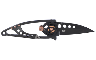 Columbia River Snap Lock Folding Knife, 2.55 in 420J2 SS Blade, Black with Gold Accents