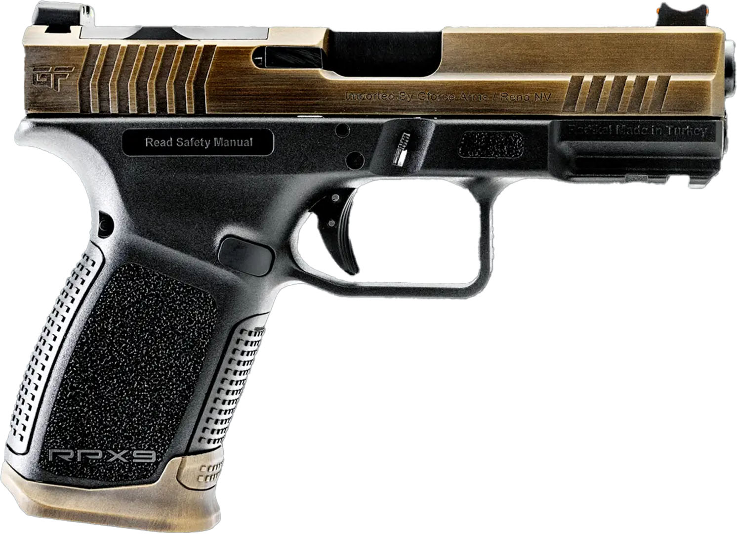 GForce Arms RPX9 Exodus Semi-Auto 9mm Bronze/Black Fiber Optic Fixed Sights