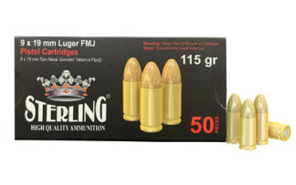 Global Ordnance Sterling 9mm 115Gr Full Metal Jacket, 50 Rounds Per Box