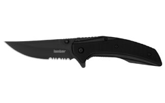 Kershaw Outright Folding Knife, Assisted Opening, 3 in Partially Serrated Blade, Black PVD