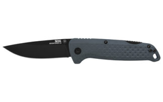 SOG Adventurer LB Assisted Folding Knife 3.5 in Clip Point, Lock Back, Black/Gray