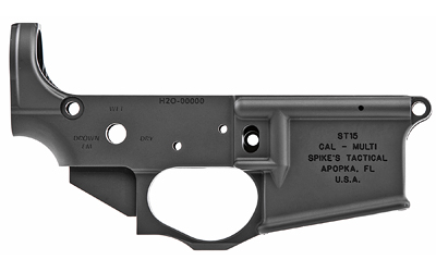 Spikes Tactical STLS033 AR-15 Stripped Semi-Auto Lower Receiver (Waterboarding), Black Anodized