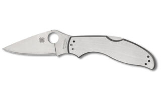 Spyderco UpTern C261P 2.82 in Clip Point Folding Knife, 8Cr13MoV, Satin Stainless, Silver