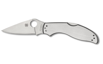 Spyderco UpTern C261P 2.82 in Clip Point Folding Knife, 8Cr13MoV, Satin Stainless, Silver
