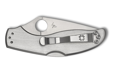 Spyderco UpTern C261P 2.82 in Clip Point Folding Knife, 8Cr13MoV, Satin Stainless, Silver