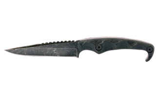 Stroup MK2 Fixed Blade Knife, 4 in Clip Point, Acid Etched Black