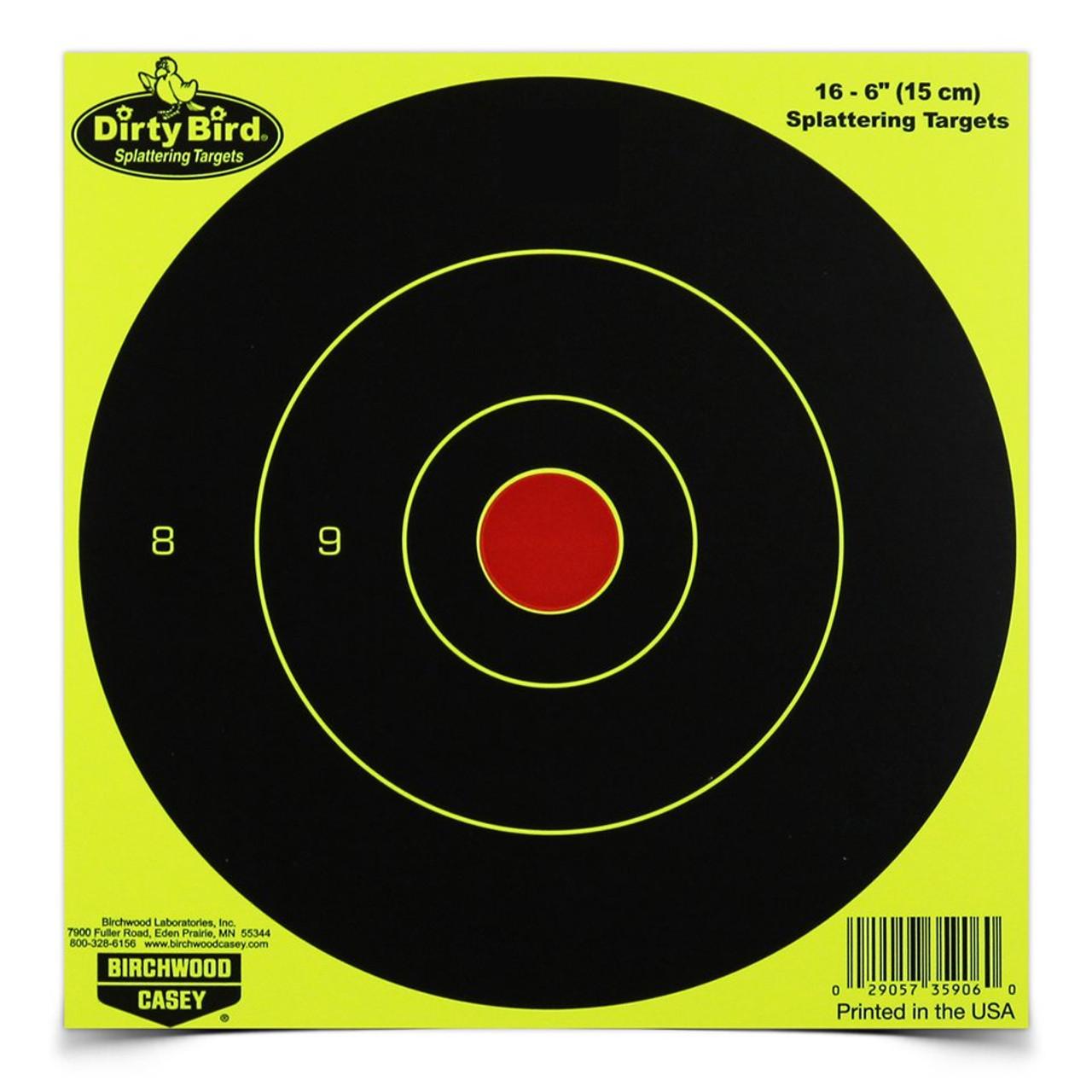 Birchwood Casey Dirty Bird 6in Yellow Bull's Eye Targets, 100-Count