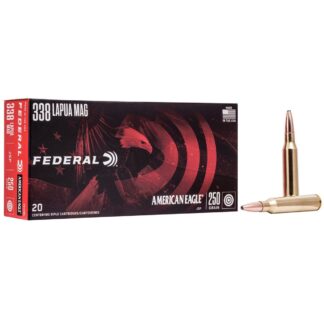Federal American Eagle .338 Lapua Magnum 250 Grain Jacketed Soft Point, 20 Rounds Per Box