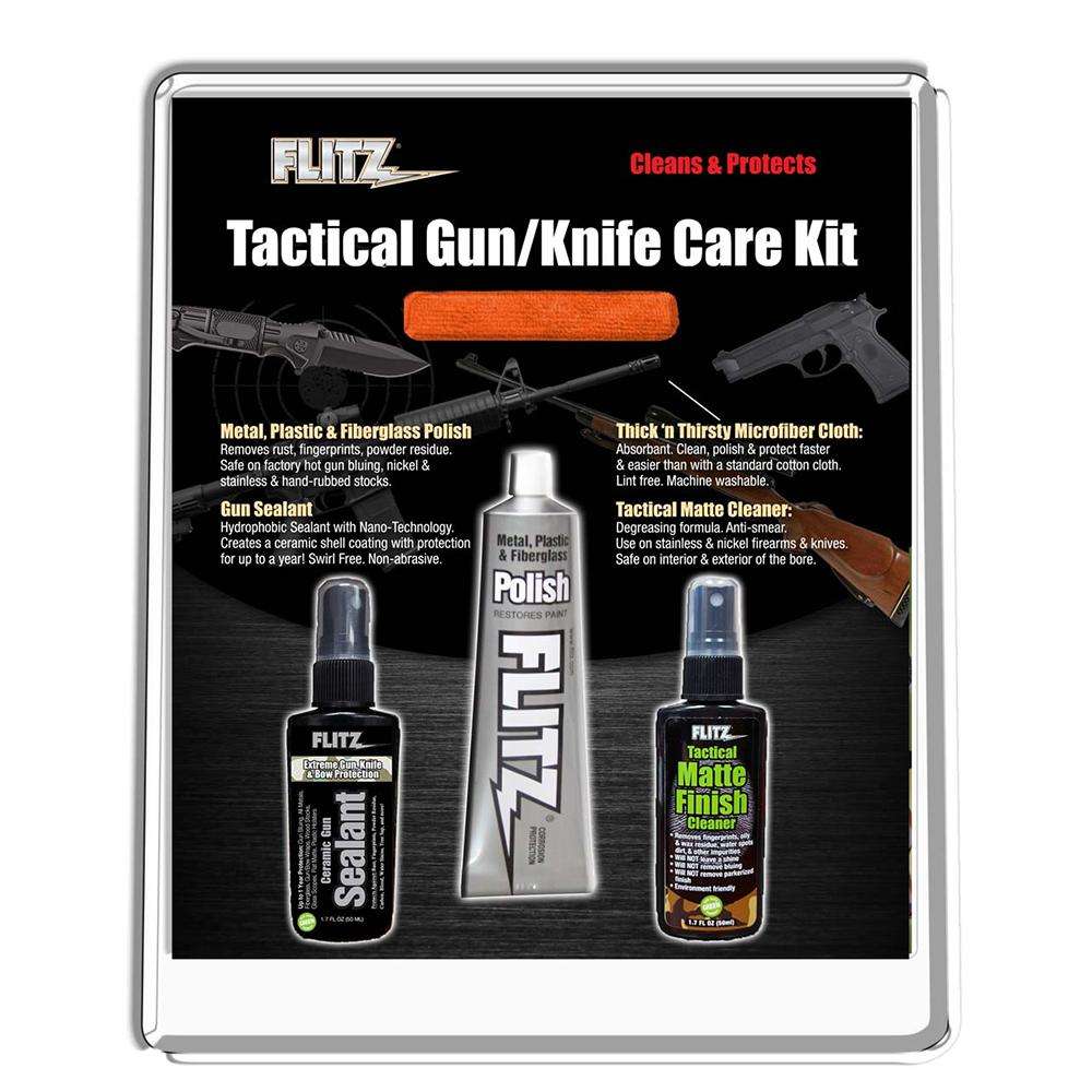 Flitz Tactical Gun & Knife Care Kit Polish Cleaner Sealant Microfiber Cloth