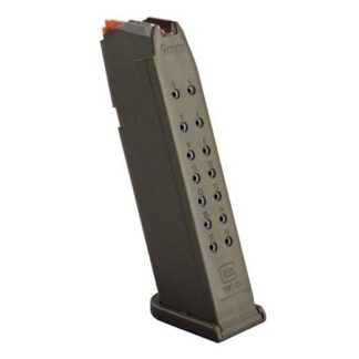Glock G17 17-Round Handgun Magazine with OD Floor Plate and Orange Follower