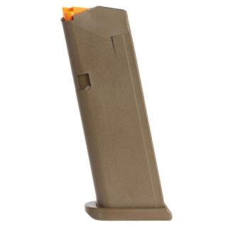 Glock Handgun Magazine G19 FDE (Floor Plate FDE - Orange Follower 15/rd Bulk
