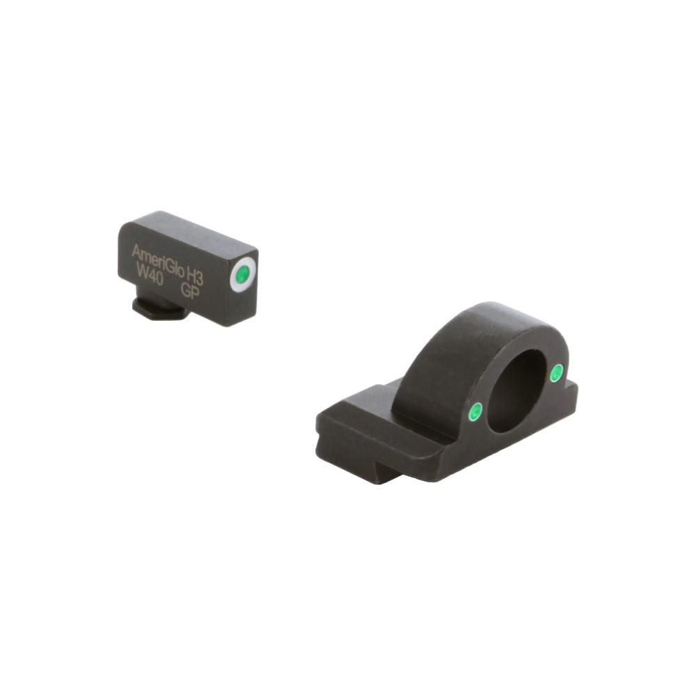 Ameriglo Tritium Ghost Ring Handgun Sight for Glock 42/43/43X/48 (Green Rear, White Front)