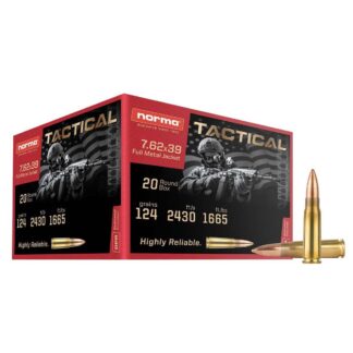 Norma Range & Training 7.62x39mm 124gr FMJ, 20 Rounds Per Box