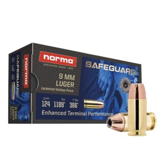 Norma Safeguard 9mm Luger 124 Grain JHP Self-Defense Ammunition