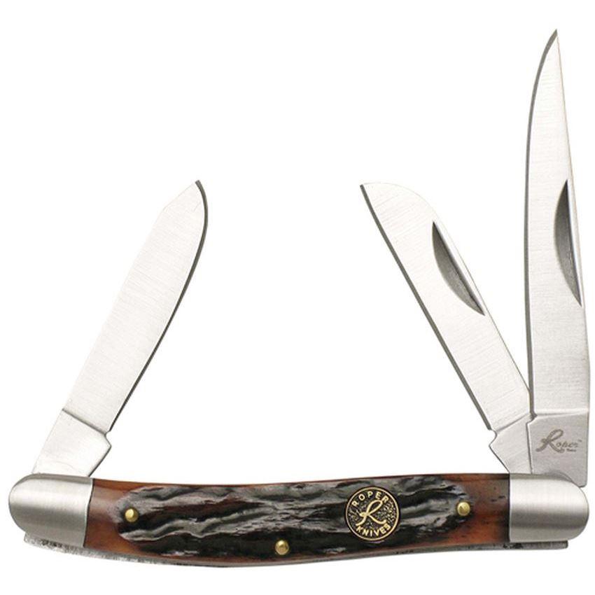 Rock Ridge Outdoors Roper Knives Stockman Chaparral Series Pocket Knife, Clip Spey and Sheepsfoot Blades