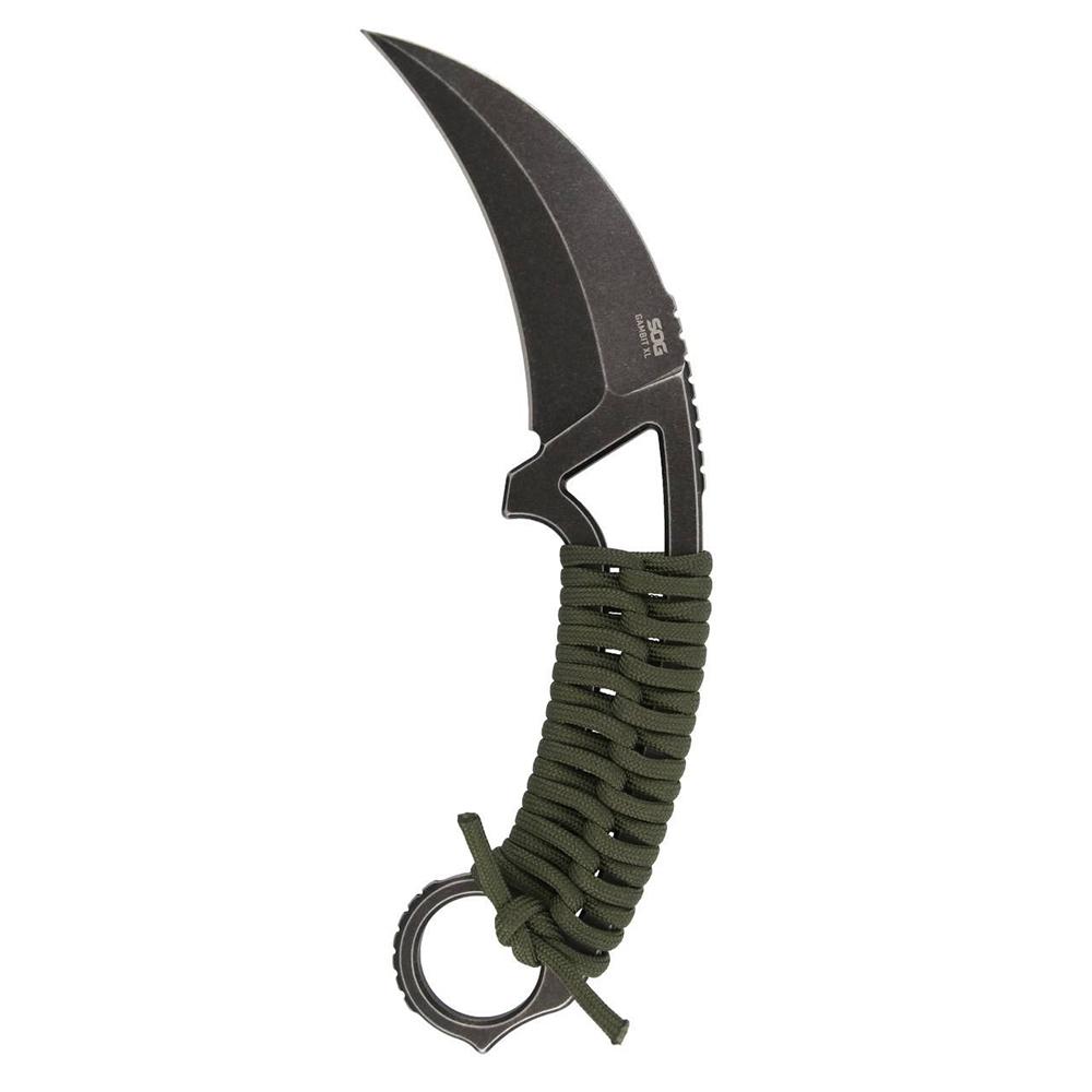 SOG Gambit XL Fixed Blade Knife 4 in CRYO AUS10A Karambit, Black Stonewashed
