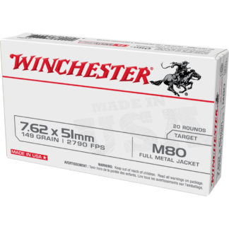 Winchester M80 USA White Box .308 / 7.62 NATO 149gr Full Metal Jacket, 20-Round Box