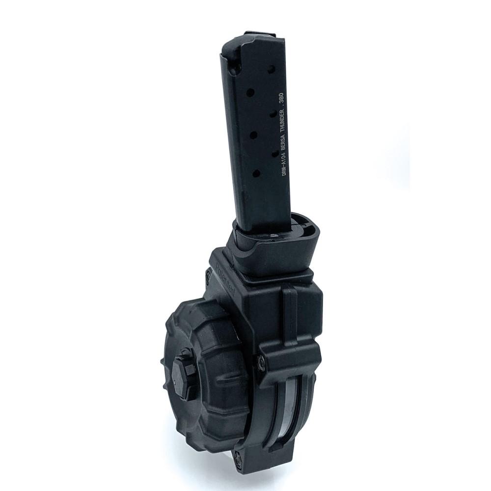 ProMag DRMA104 30-Round Drum Magazine, .380 ACP, Blue Steel/Polymer Black