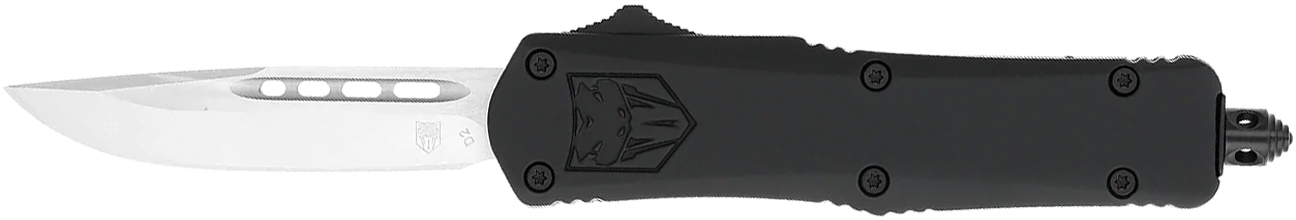 Cobratec Medium FS-3 OTF Knife, 3 in D2 Steel Blade, Drop Point, Black