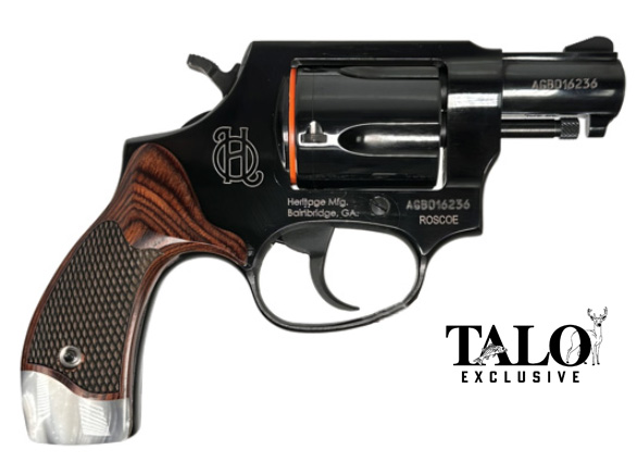 Heritage Arms Roscoe .38 Special 3 in Double/Single Action Revolver, 5 Rounds, Blued/White Pearl