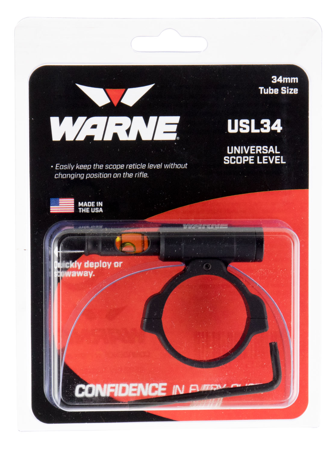 Warne USL34 Universal Scope Level 34mm Tube, Aluminum Black