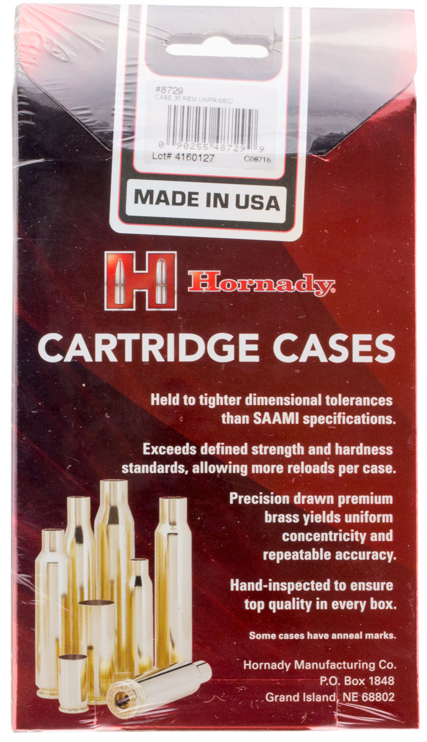 Hornady 8729 35 Remington Unprimed Rifle Brass Cases, 50-Count Box