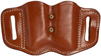1791 Gunleather Mag 2.1 Double Mag Holder Belt Slide for Single Stack Mags, Classic Brown Leather