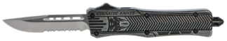 Cobratec Knives CTK-1 Small OTF Knife 2.75 in D2 Steel Blade, Black Stonewashed Aluminum Handle