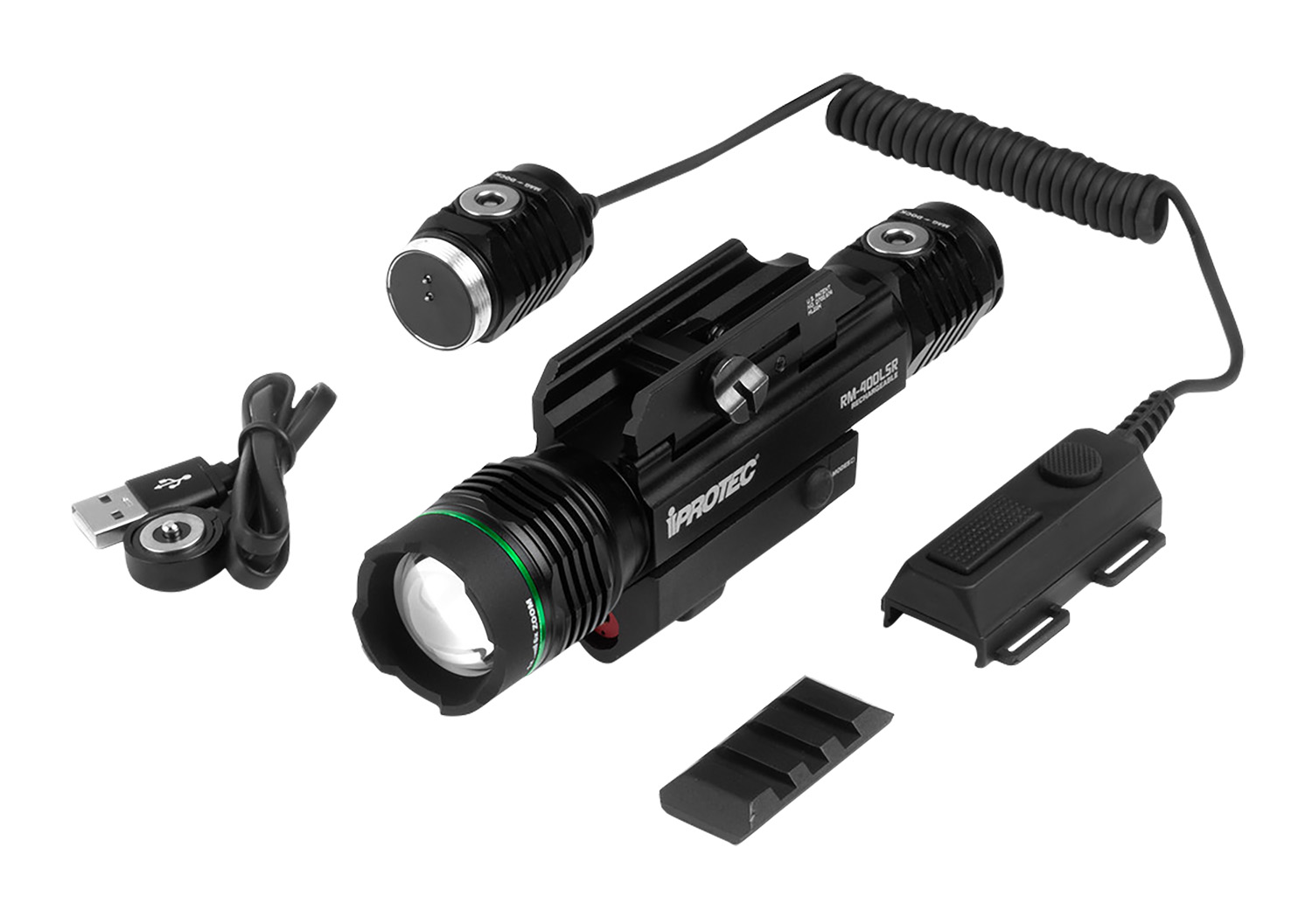 iProtec 6794 RM400LSR Firearm Light and Laser Combo Black Anodized 40/400 Lumens Green Light Red Laser