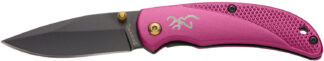 Browning 3220343 Prism 3  EDC Folding 2.38" Plain Black Oxide 7Cr17MoV SS Blade, Plum w/Brass Accents & Logo Anodized Aluminum Handle, Includes Pocket Clip