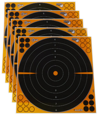 EZ-Aim EZ Aim Adhesive Bullseye Splash Reactive Paper Targets 16 in Black/Orange, 5-Pack