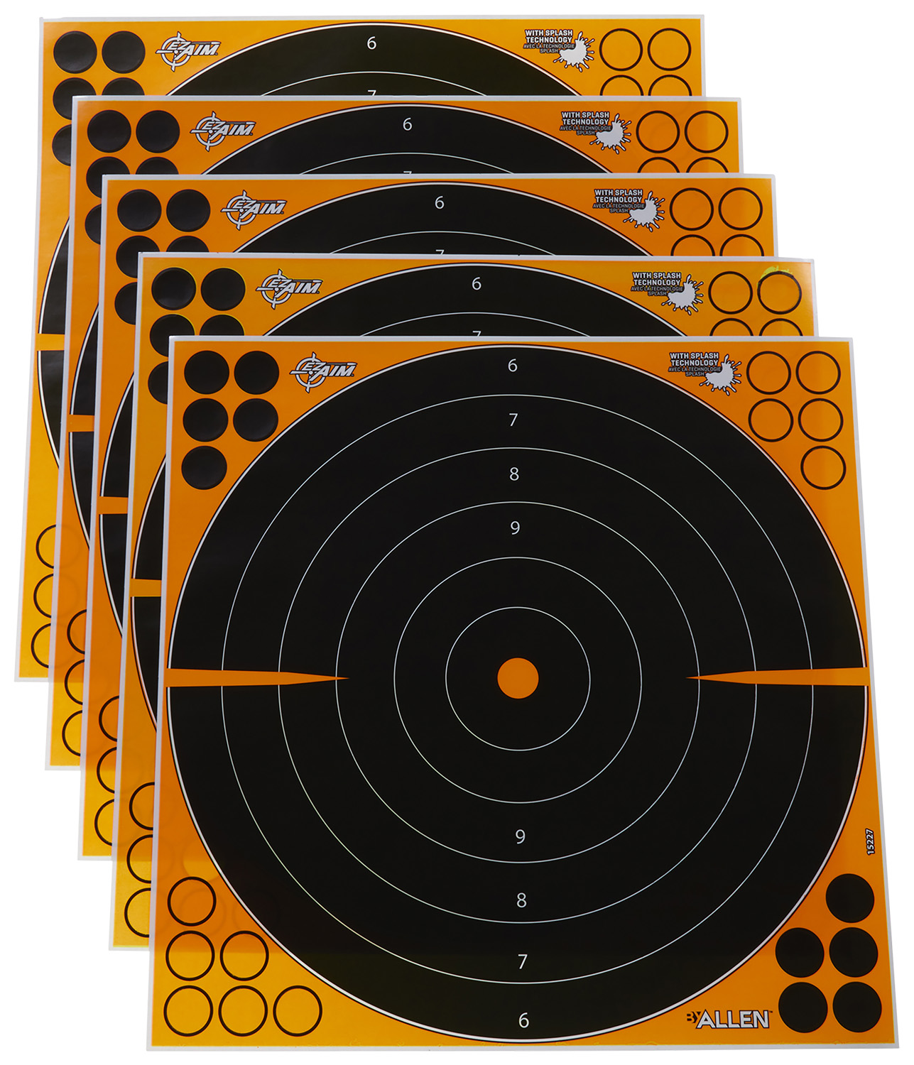 EZ-Aim EZ Aim Adhesive Bullseye Splash Reactive Paper Targets 16 in Black/Orange, 5-Pack