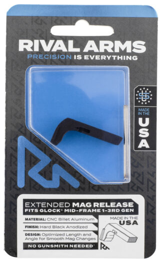 Rival Arms RA72G001A Magazine Release  Compatible w/Glock Gen3 (Except 21SF) Extended, Black Anodized Aluminum